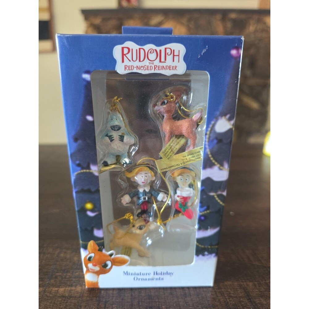 RUDOLPH The Red Nosed Reindeer Miniature Ornaments by Enesco Set of 5